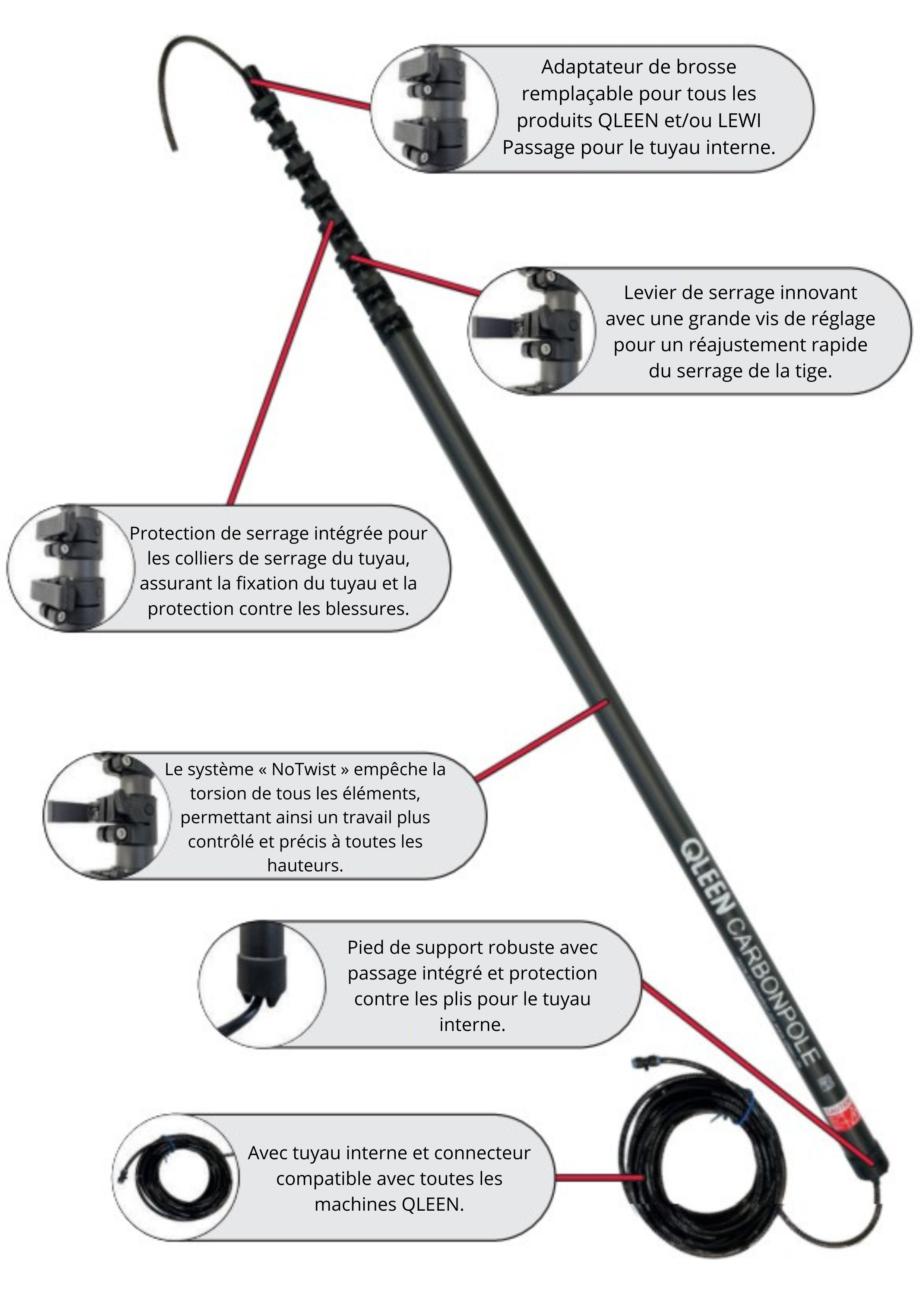 perche vitre HYBRIDPOLE Qleen